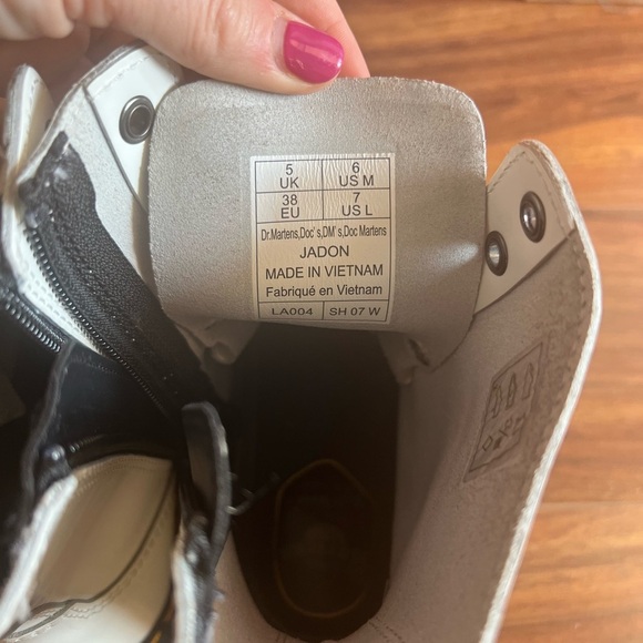 Dr Martens Jadon White Leather Platform Boots Zip Size 6 US M/ 7 US L unisex - Picture 7 of 14